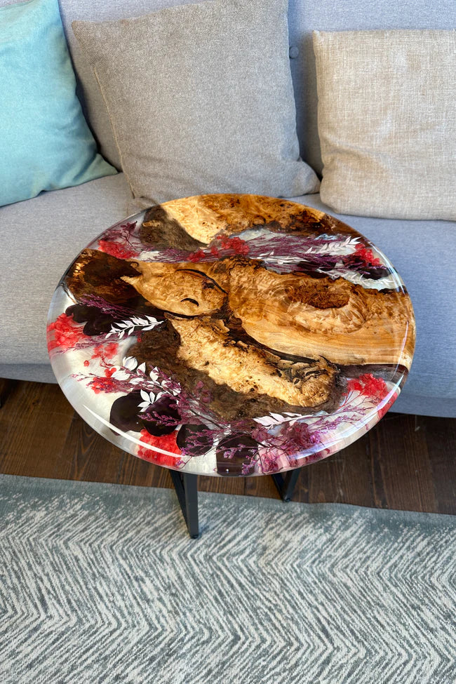 Round epoxy side table, handmade side table by Craft Edges