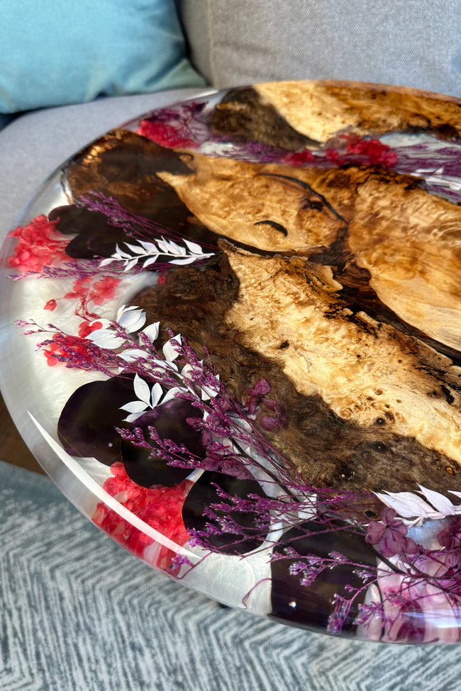 Round epoxy side table, handmade side table by Craft Edges