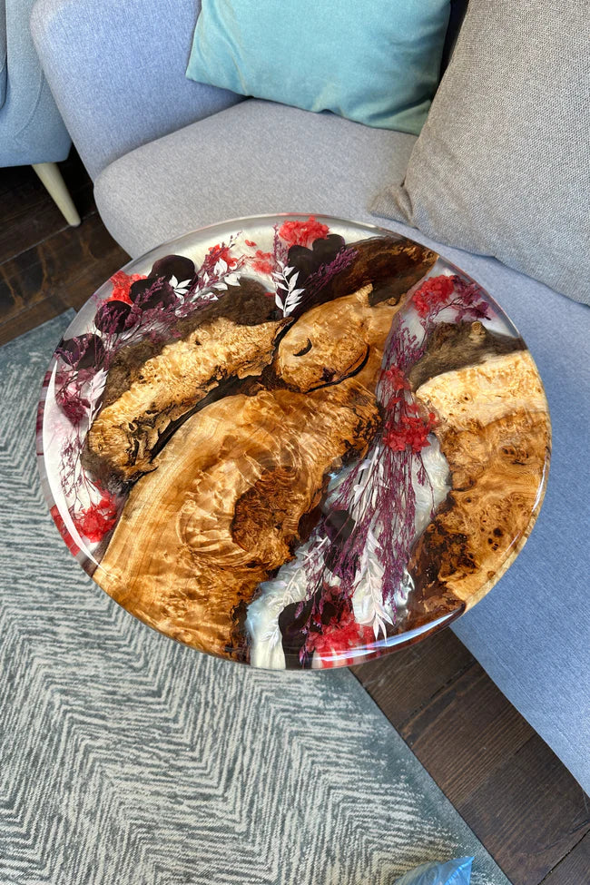 Round epoxy side table, handmade side table by Craft Edges