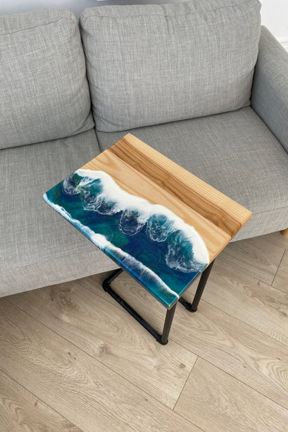 Wood and Epoxy Resin Side Table
