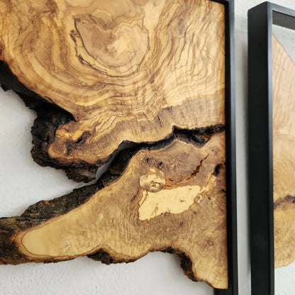 Set of 3 – Handcrafted Metal & Olive Wood Wall Art | Rustic Live Edge Decor