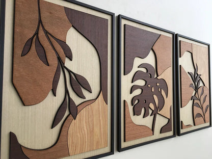 Tropical Leaf Wood Wall Art - Botanical Plant Wall Decor - Tree Art