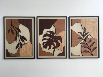 Tropical Leaf Wood Wall Art - Botanical Plant Wall Decor - Tree Art