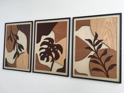 Tropical Leaf Wood Wall Art - Botanical Plant Wall Decor - Tree Art