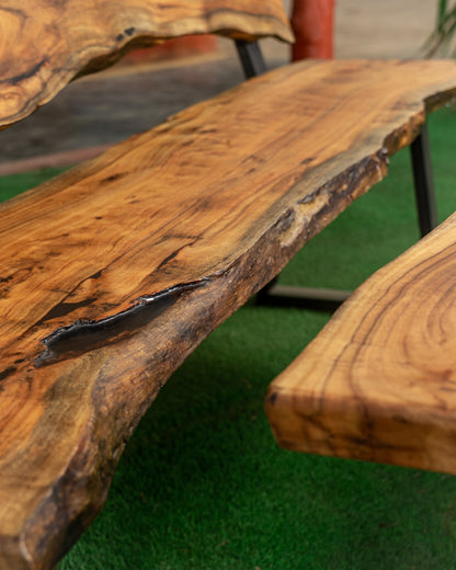 Black Matte Epoxy Table with Bench Compact Dining | Craft Edges