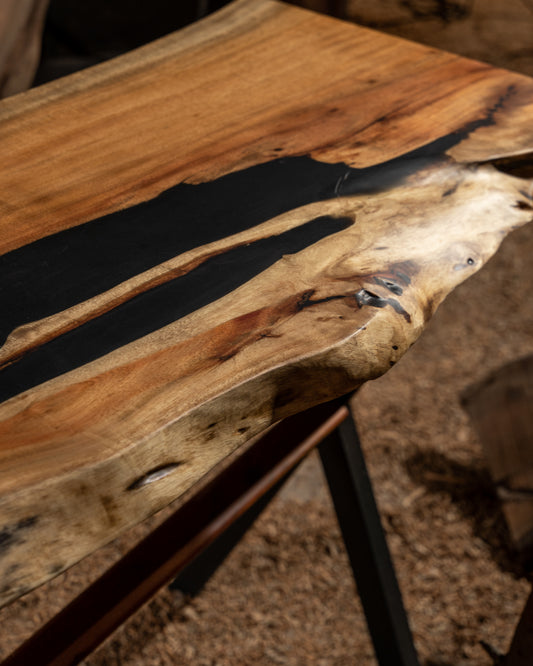 Live Edge Console Table – Black Matte Finish