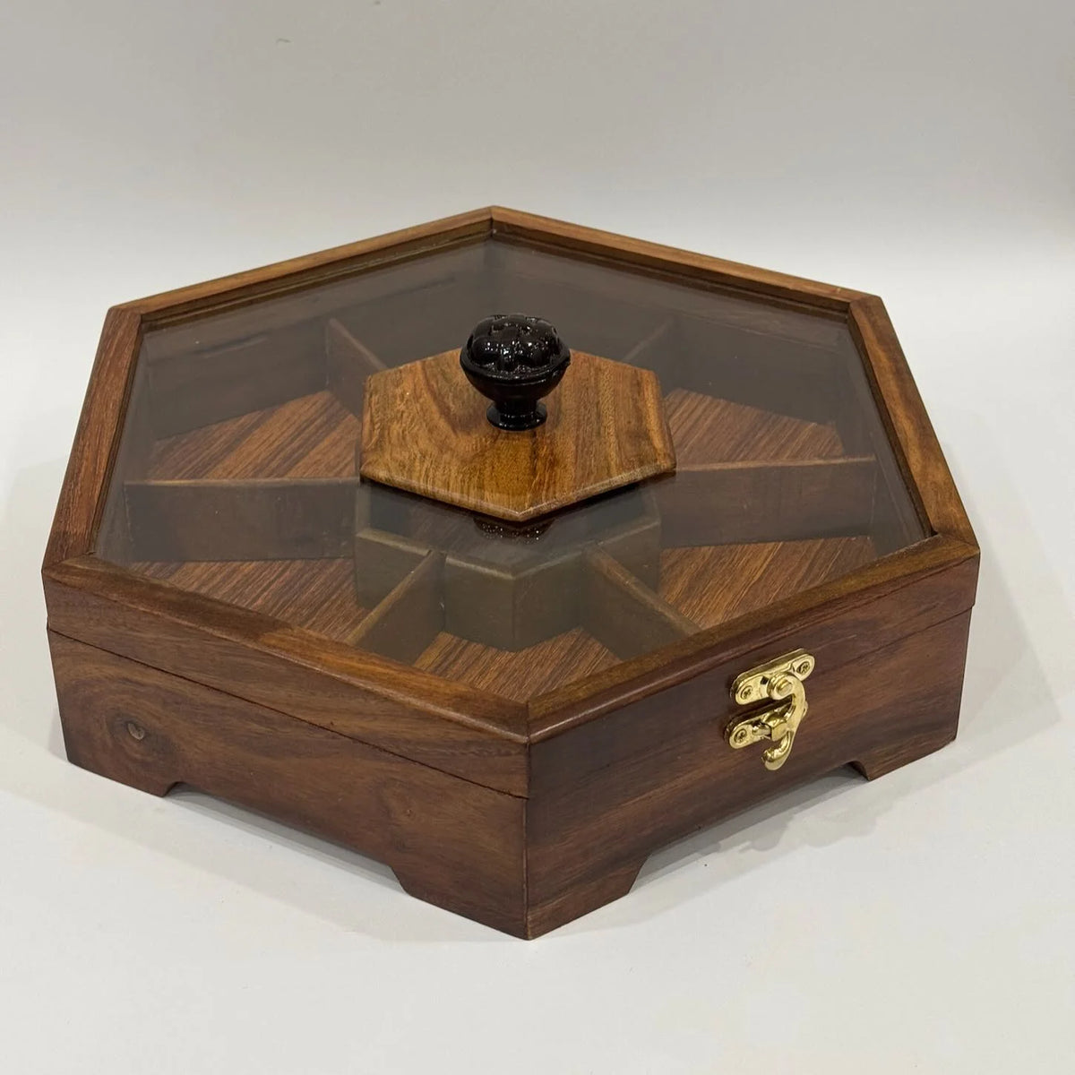 Glass Front Open Wooden Dry Fruit Box 12"