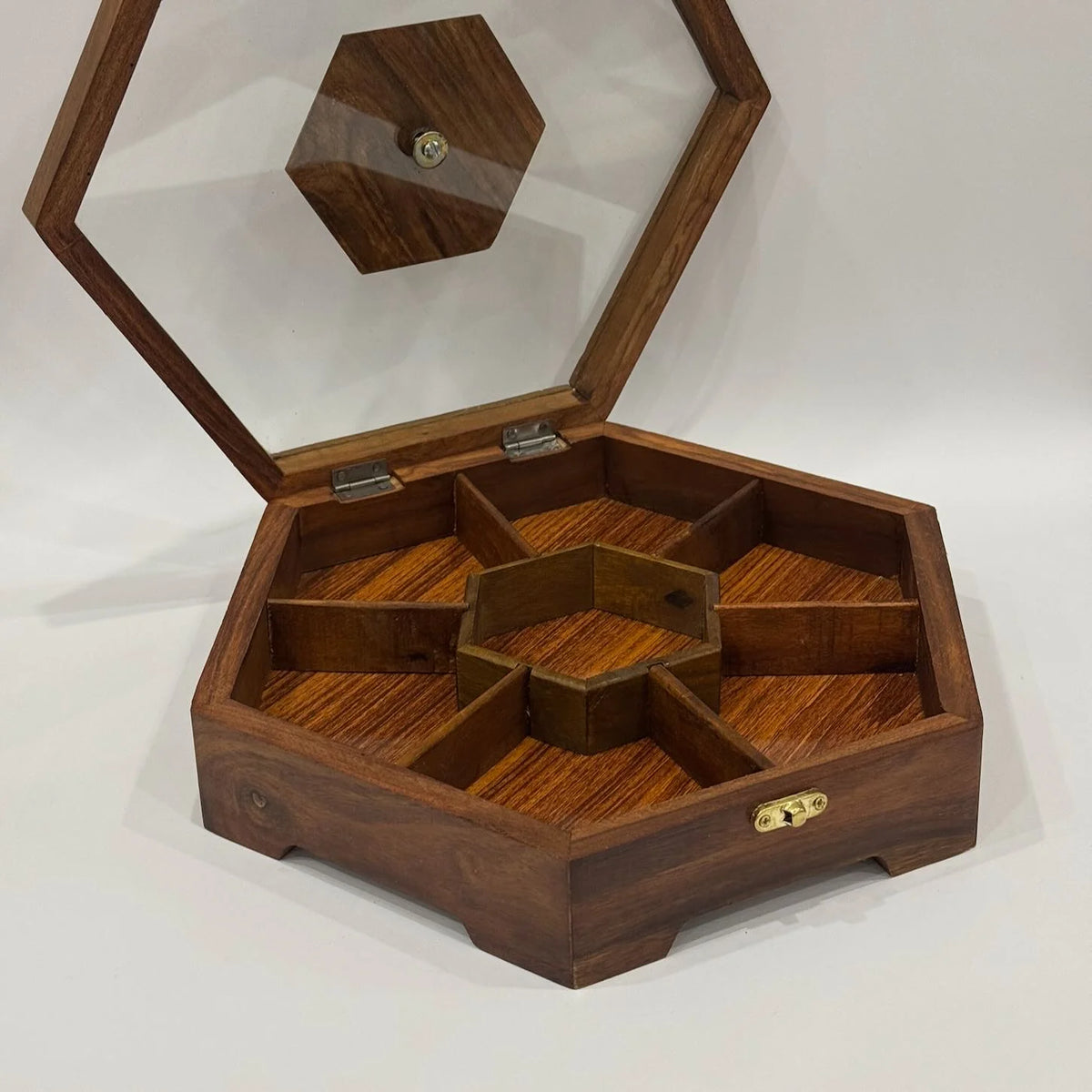 Glass Front Open Wooden Dry Fruit Box 12"
