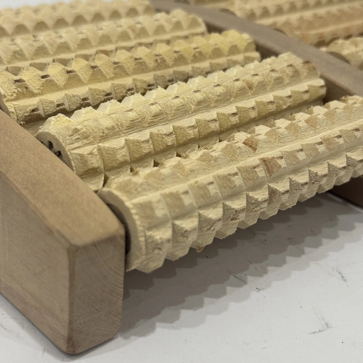 Wooden foot massager roller in solid wood, handmade by Craft Edges, view 2 of 3
