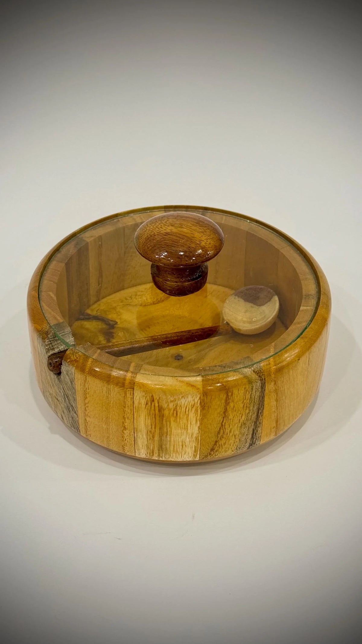 Multiwood Sugar Pot with Glass Lid and Spoon