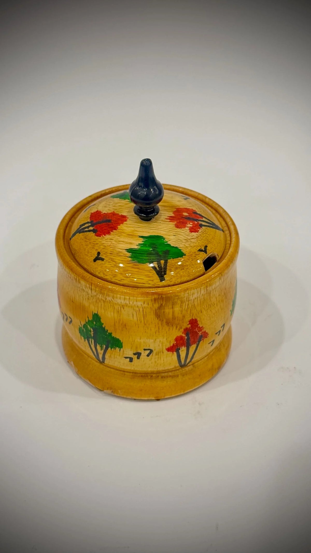 Hand Painted Scenery Wooden Sugar Pot