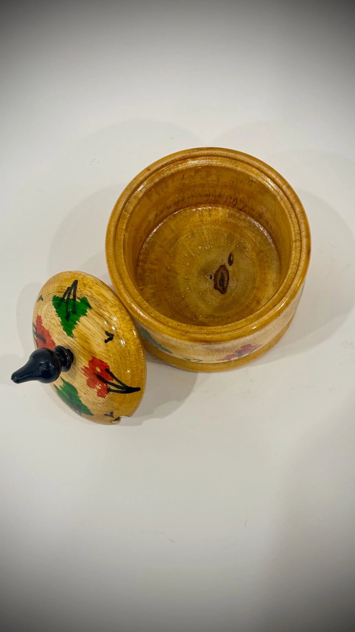 Hand Painted Scenery Wooden Sugar Pot