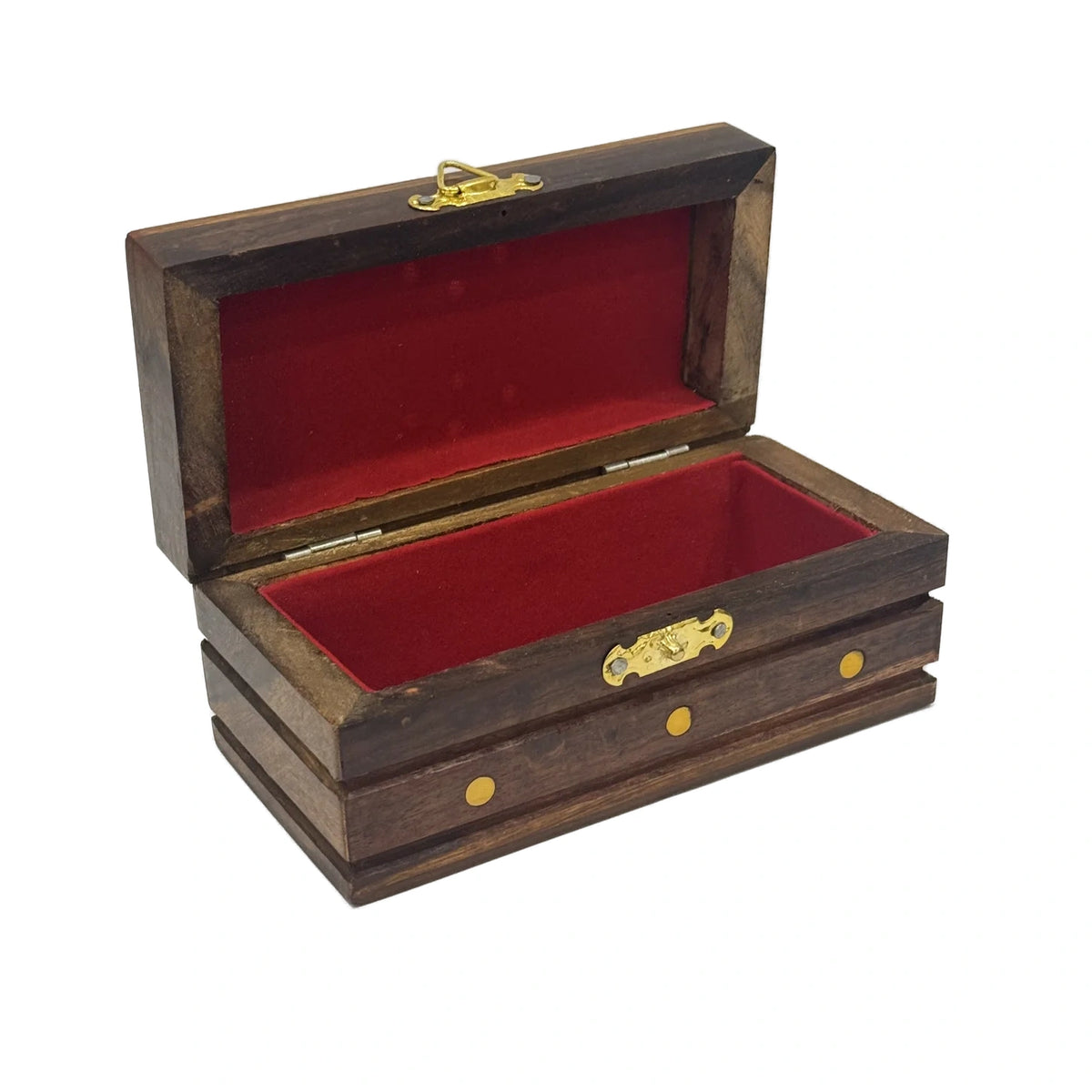 Jaali cutwork wooden jewellery box with brass inlay, small size, handmade by Craft Edges, view 3 of 4