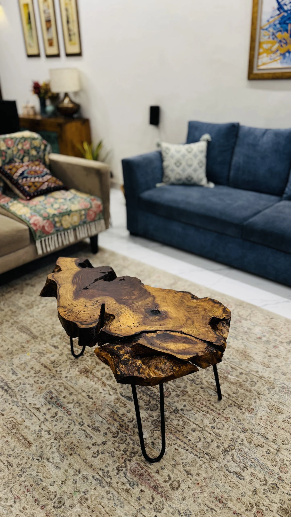 Live edge wooden coffee table, large 3 by 2 foot size, solid slab with natural edge, handmade by Craft Edges