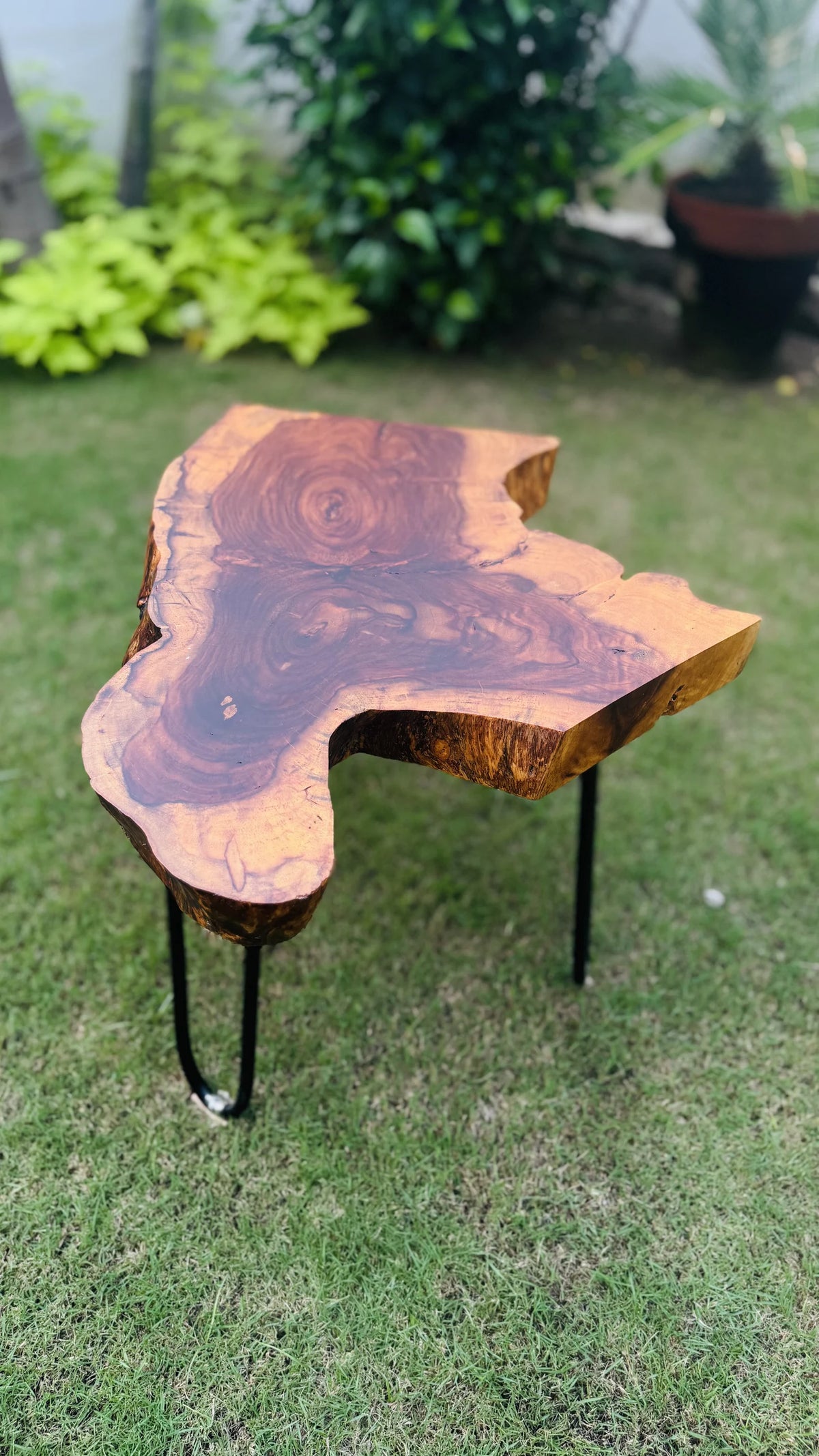 Live edge wooden coffee table, small 2 by 1.5 foot size, solid slab with natural edge, handmade by Craft Edges