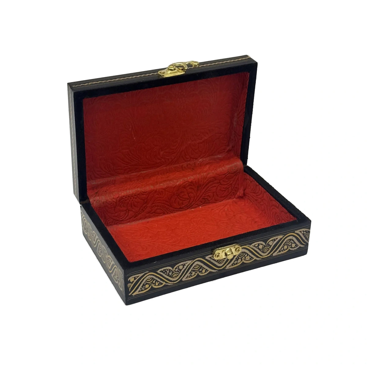 Naqshi art hand painted wooden jewellery box, 6 by 4 inch, handmade by Craft Edges, view 2 of 12