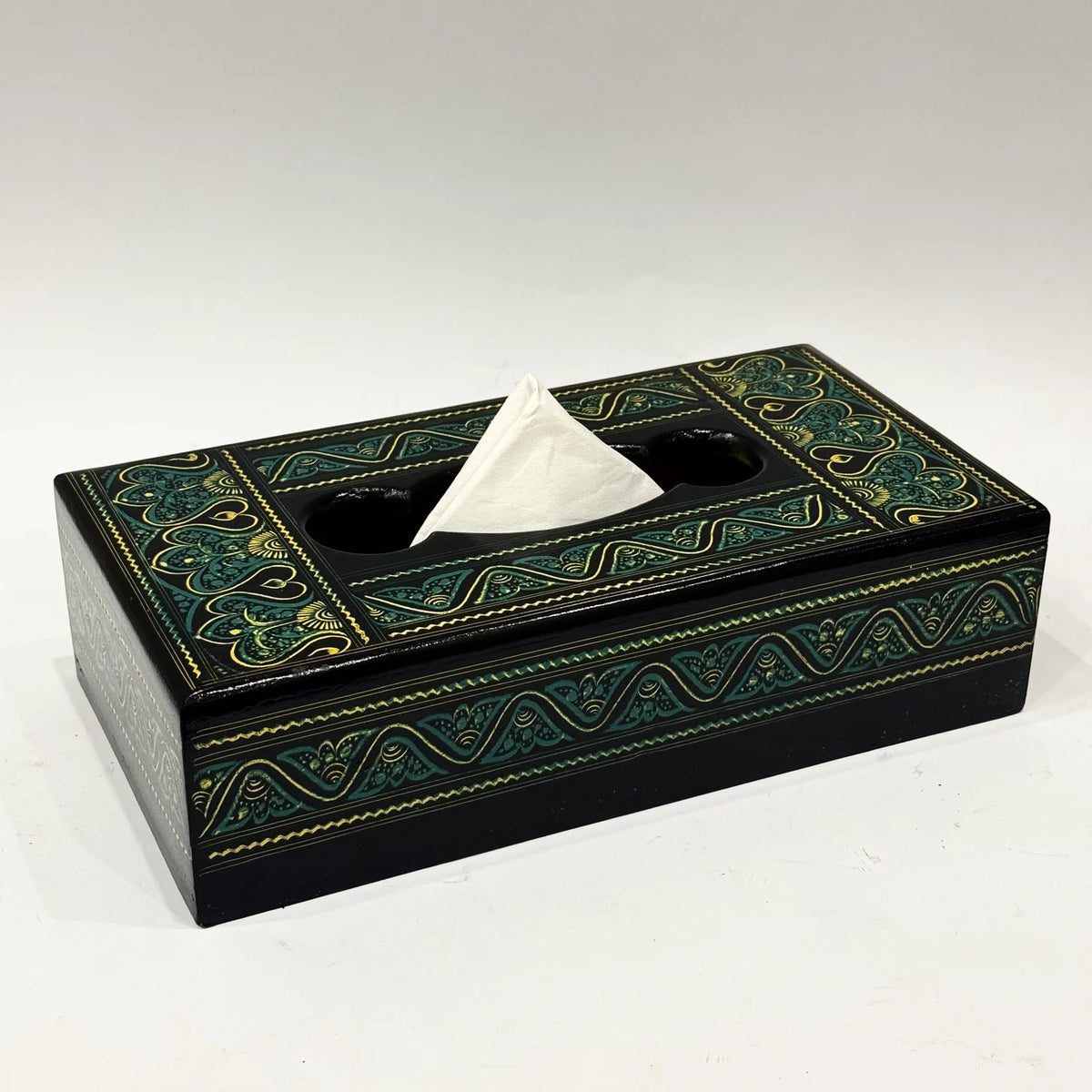 Naqshi art hand painted wooden tissue box, handmade by Craft Edges, view 3 of 9