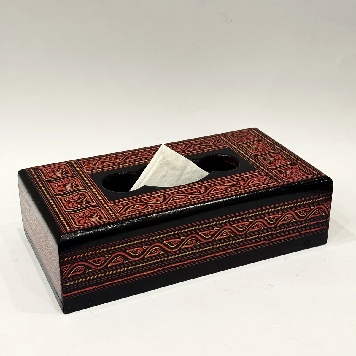 Naqshi art hand painted wooden tissue box, handmade by Craft Edges, view 4 of 9