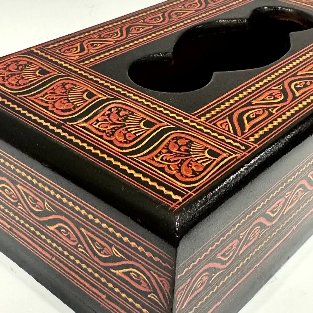 Naqshi art hand painted wooden tissue box, handmade by Craft Edges, view 5 of 9