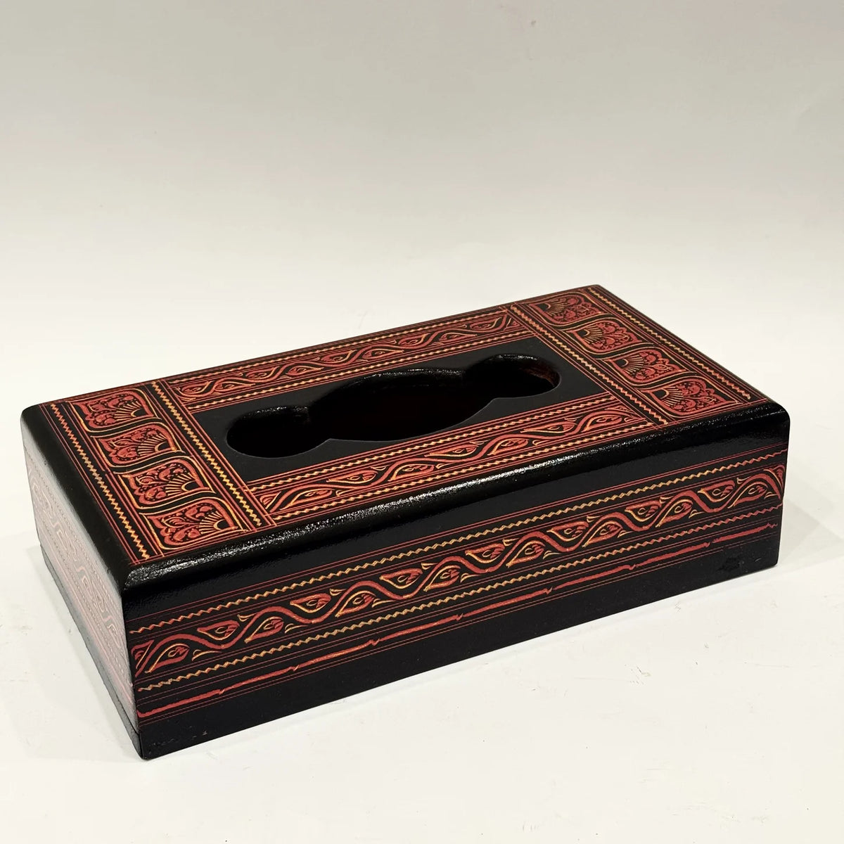 Naqshi art hand painted wooden tissue box, handmade by Craft Edges, view 6 of 9