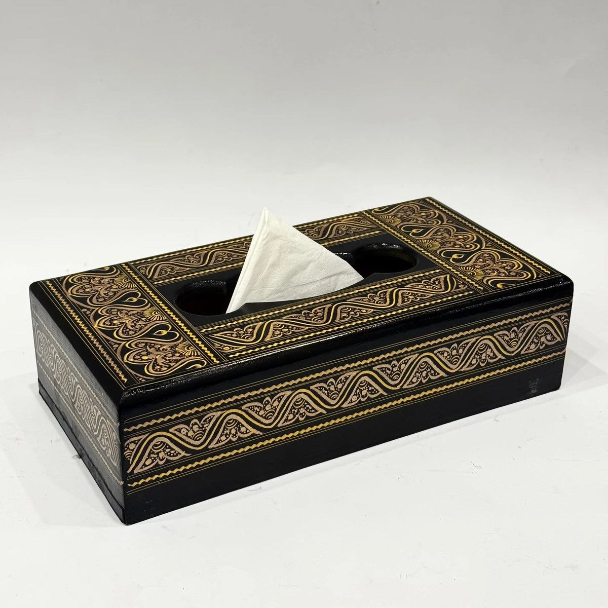 Naqshi art hand painted wooden tissue box, handmade by Craft Edges, view 8 of 9
