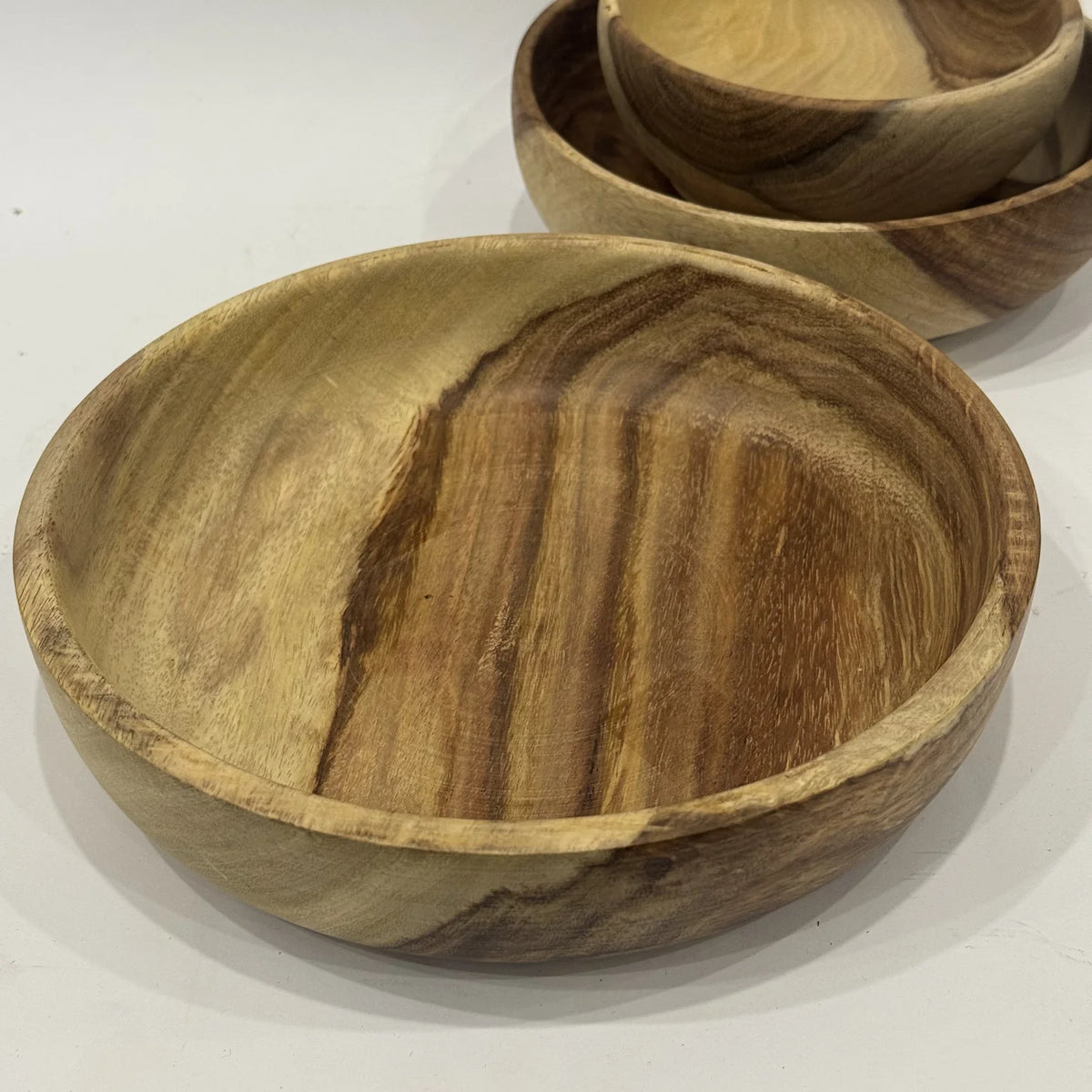 Natural sheesham wood bowl, 8 inch, handmade by Craft Edges
