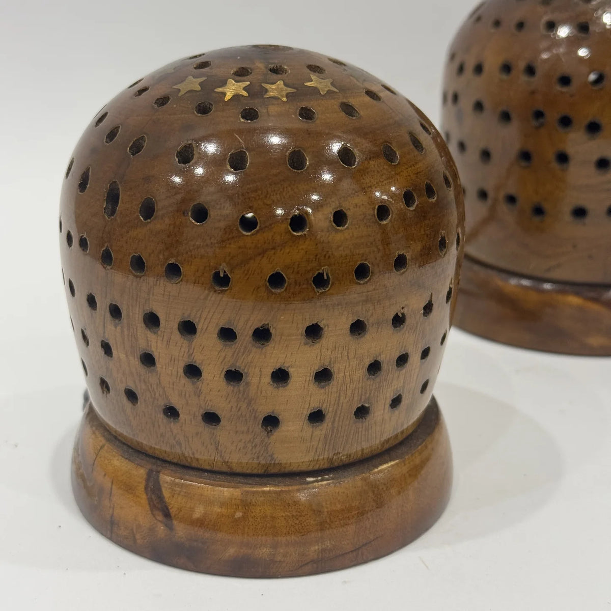 Small wooden night lamp with a carved star pattern, handmade by Craft Edges, view 2 of 3