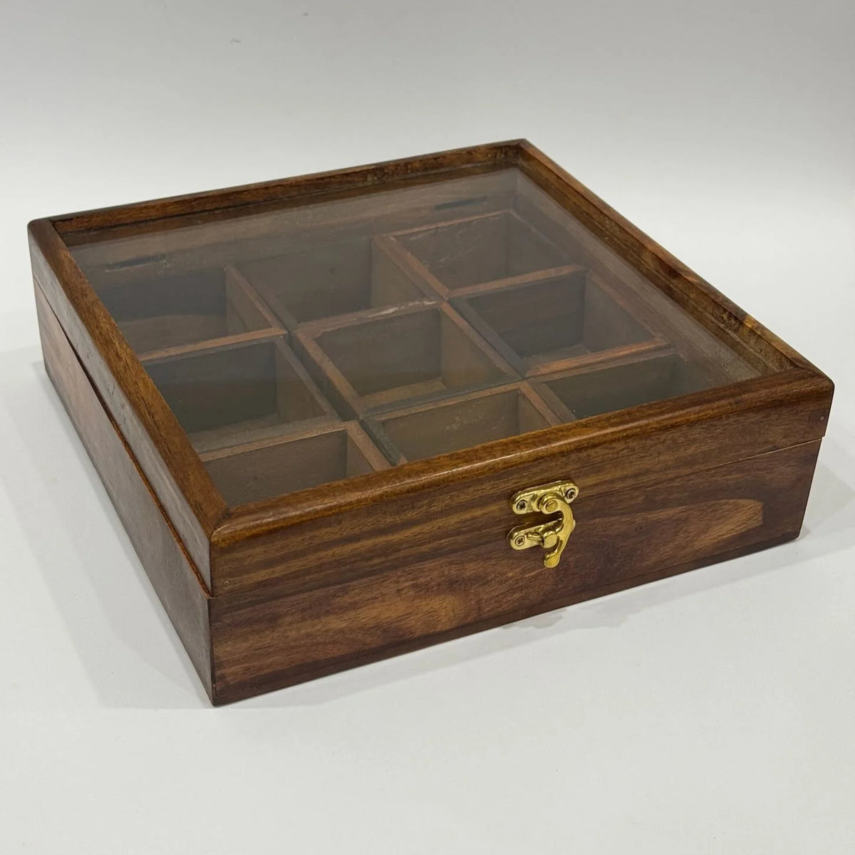 Wooden Spice & Dry Fruit Box 10" x 10" (9 Compartments)