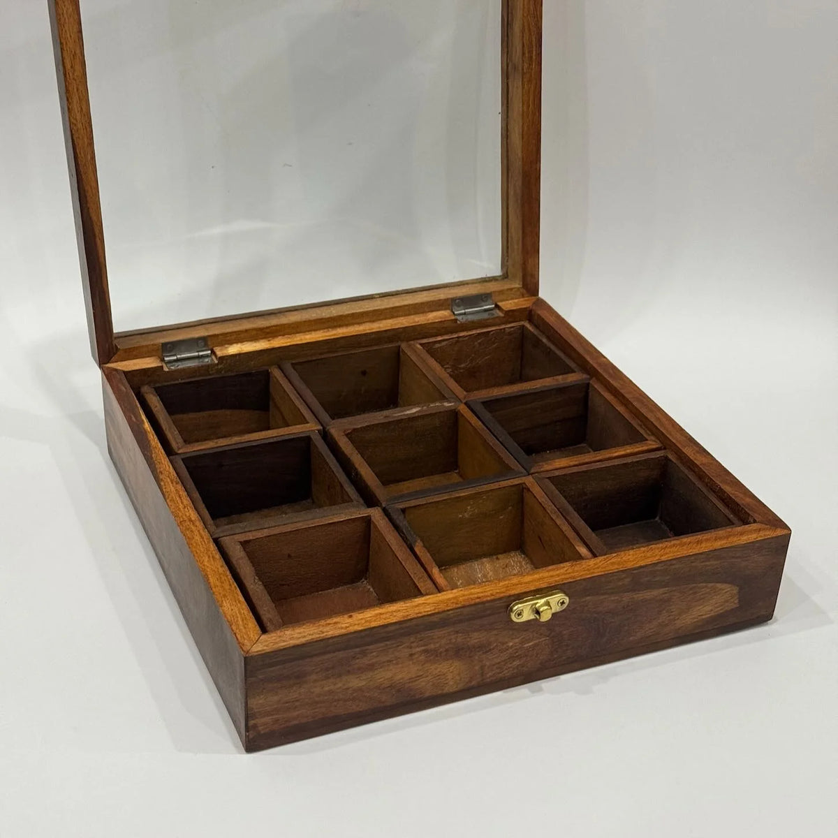 Wooden Spice & Dry Fruit Box 10" x 10" (9 Compartments)