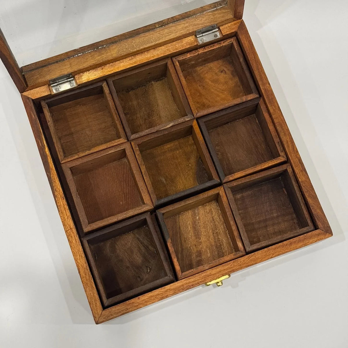 Wooden Spice & Dry Fruit Box 10" x 10" (9 Compartments)