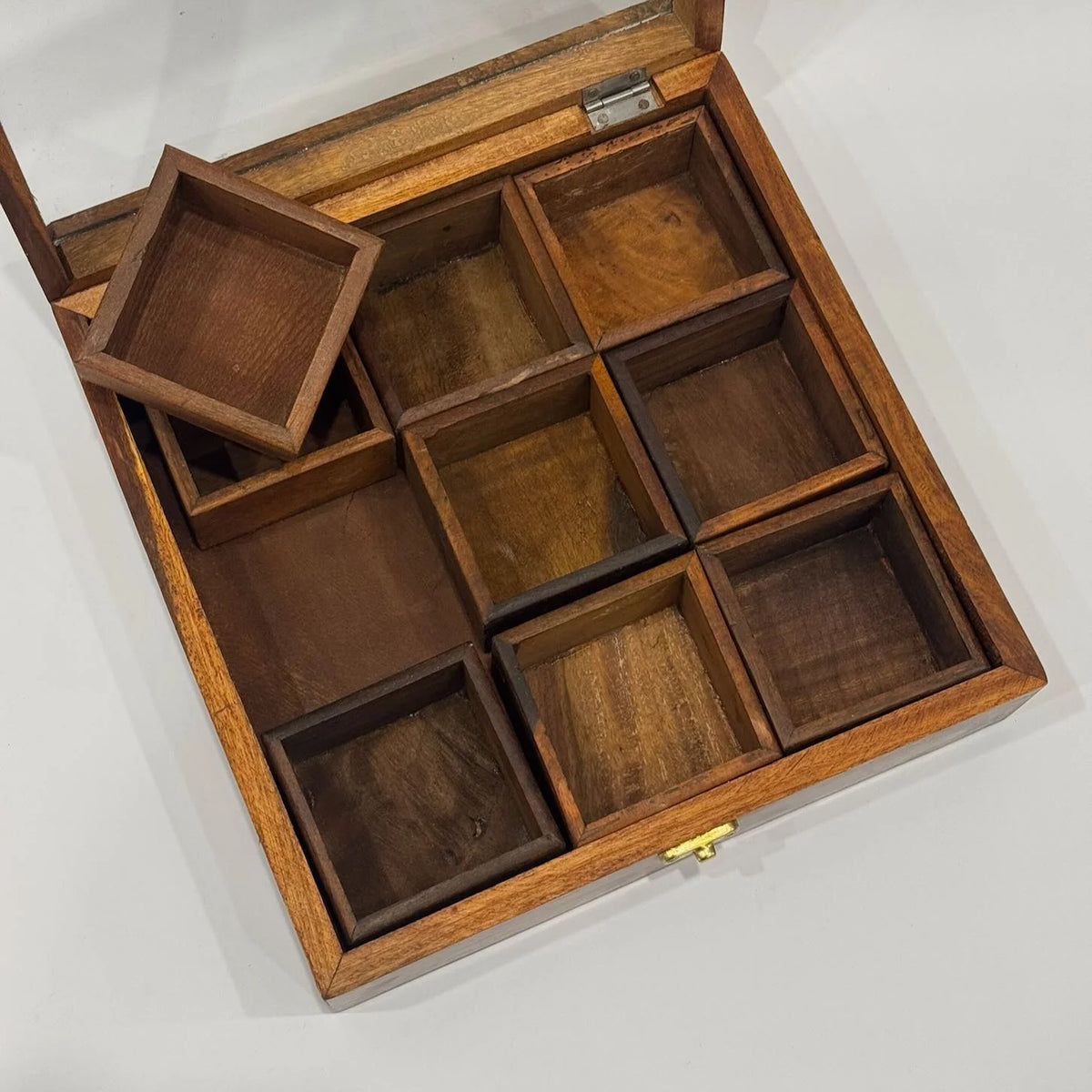 Wooden Spice & Dry Fruit Box 10" x 10" (9 Compartments)