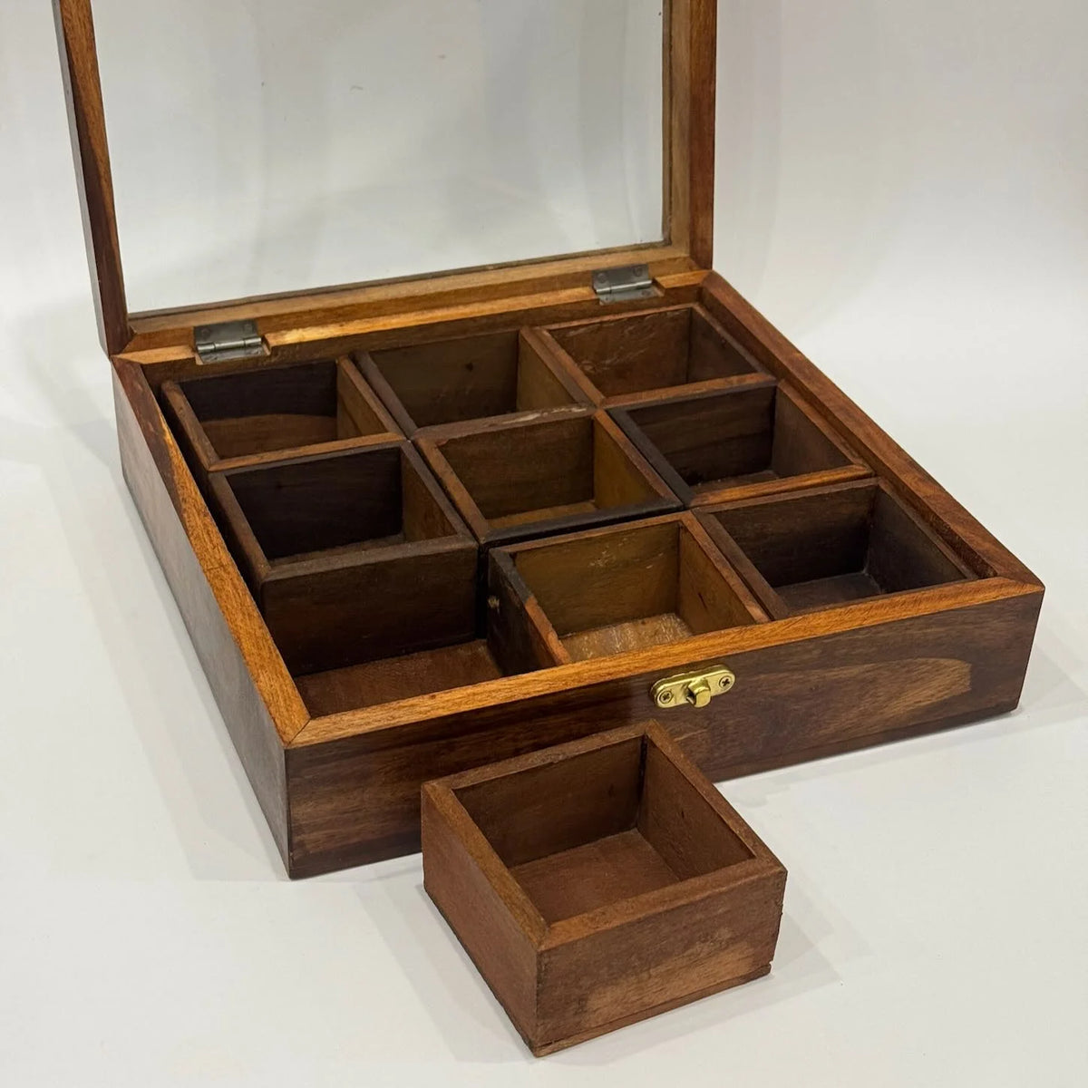 Wooden Spice & Dry Fruit Box 10" x 10" (9 Compartments)
