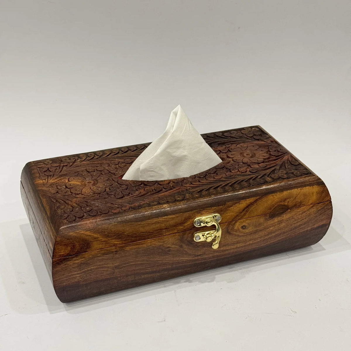 Carved wooden tissue box, 6 by 11 inch, handmade by Craft Edges, view 4 of 4
