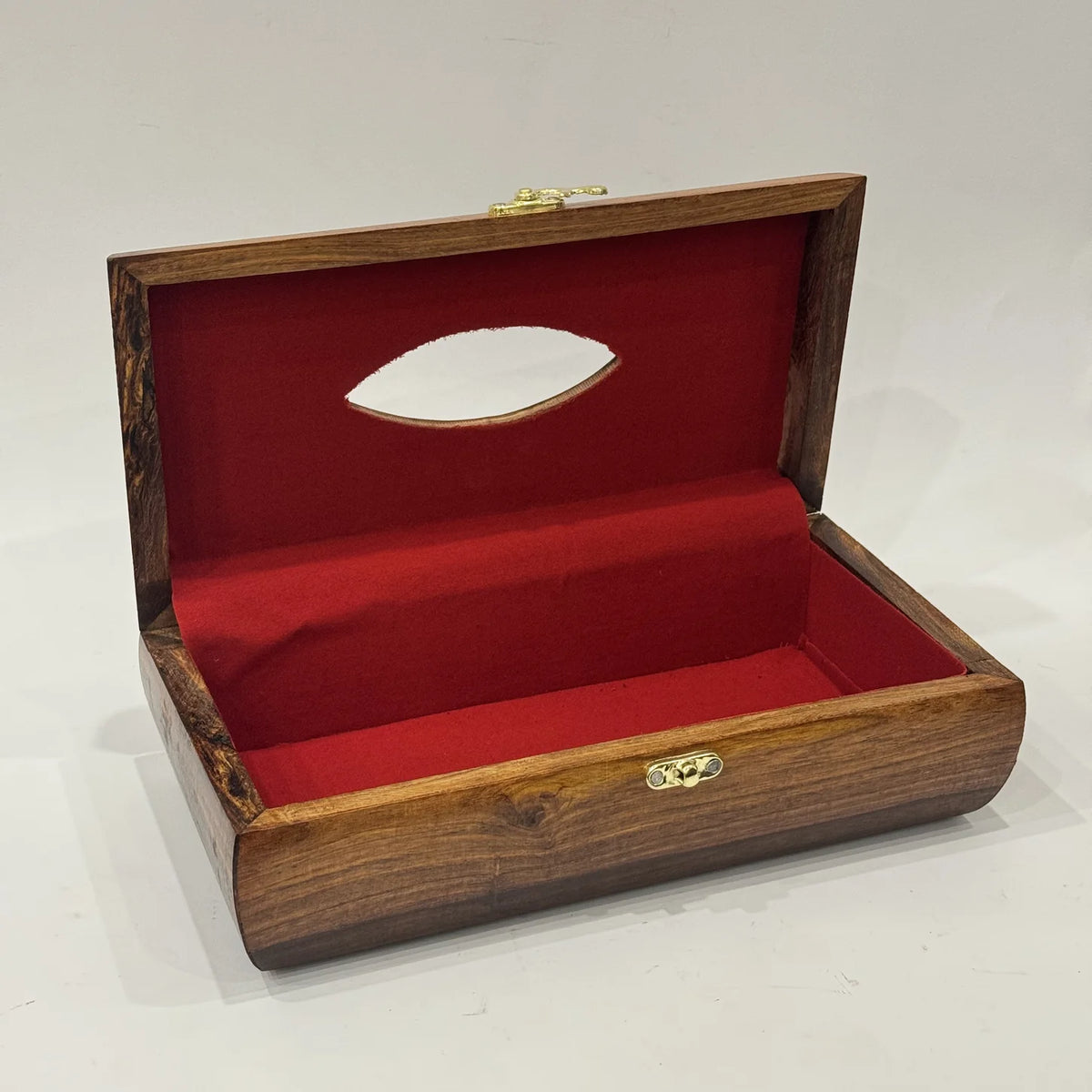 Wooden tissue box with brass inlay, 6 by 11 inch, handmade by Craft Edges, view 3 of 4