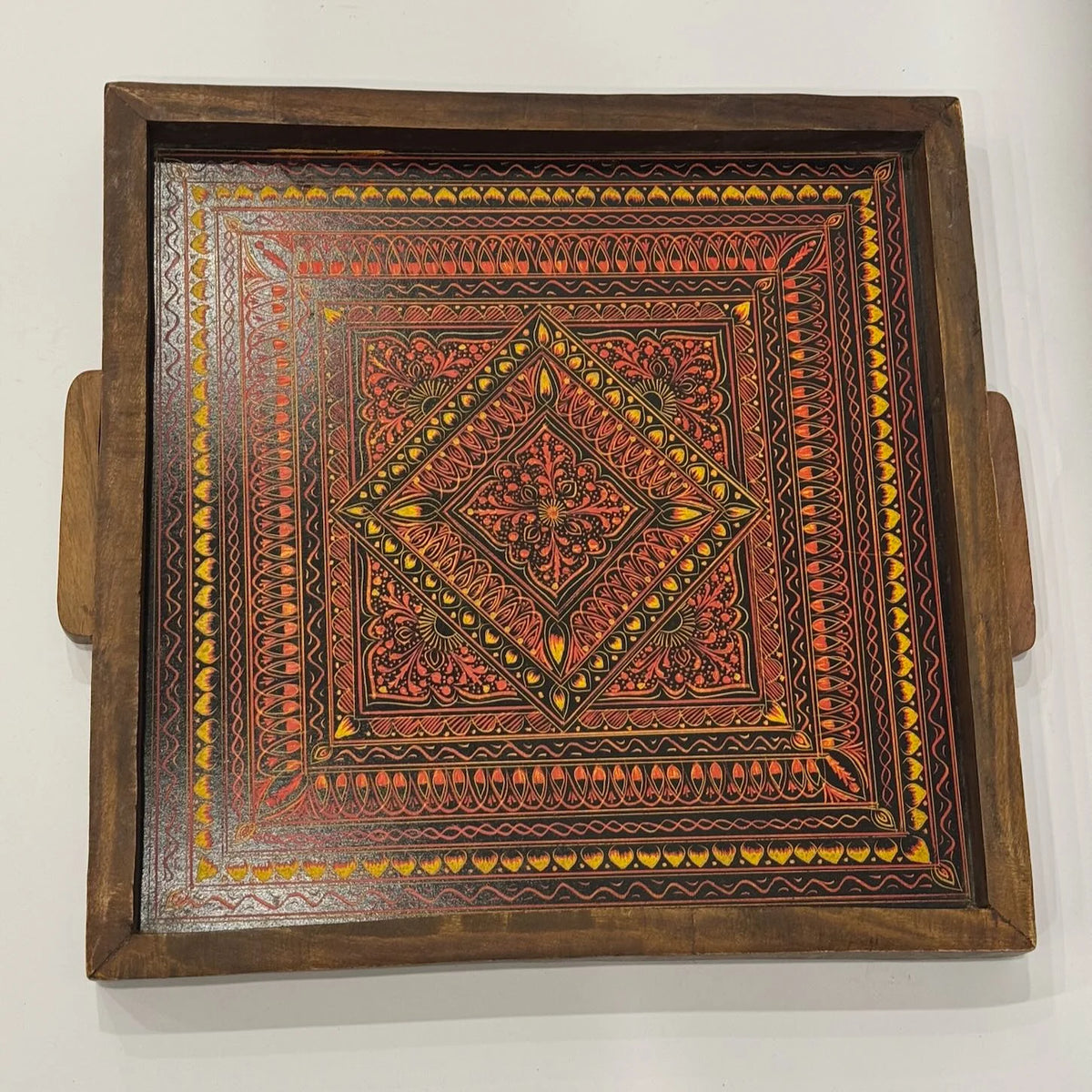 Naqshi Art Hand Painted Wooden Tray