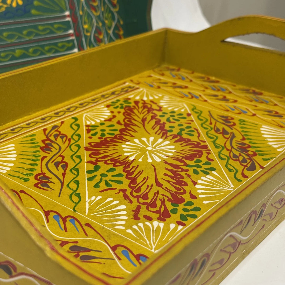 Truck art hand painted wooden serving tray, handmade by Craft Edges, view 4 of 6