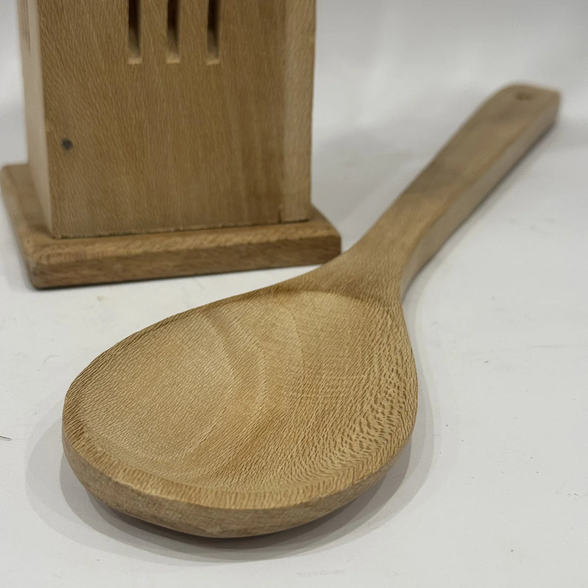 Wooden cooking spoon set with a matching stand, unpolished cheer wood, handmade by Craft Edges, view 2 of 2