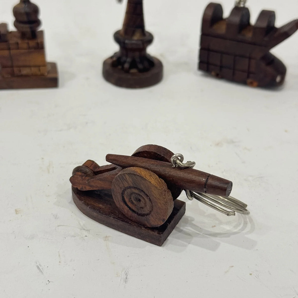 Wooden keychain in solid wood, handmade by Craft Edges, view 4 of 11