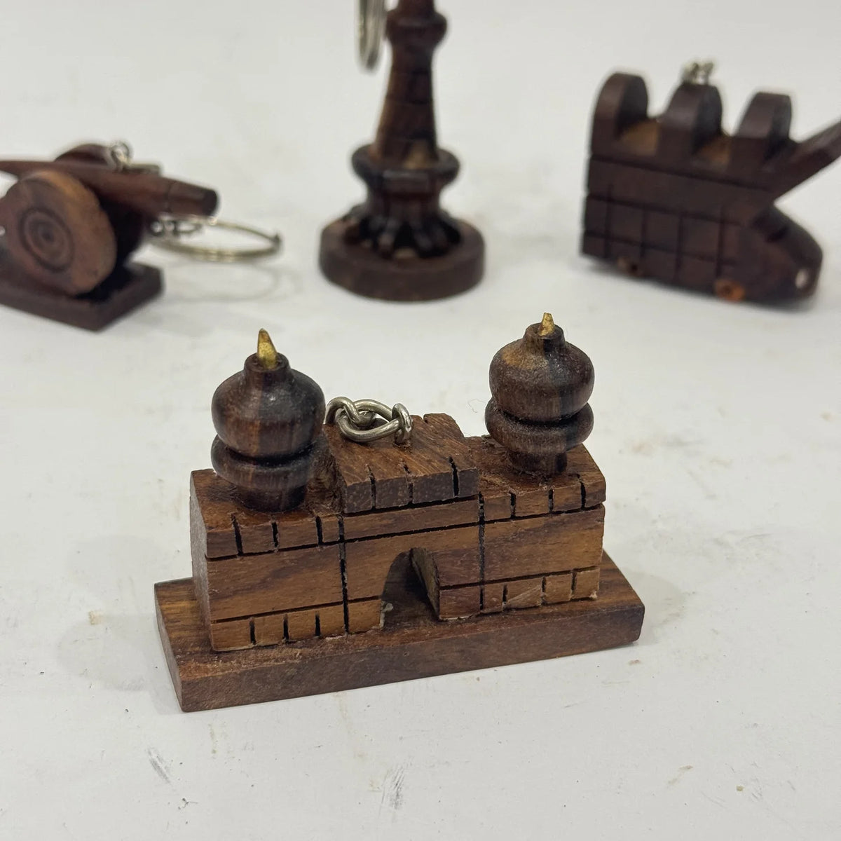 Wooden keychain in solid wood, handmade by Craft Edges, view 5 of 11