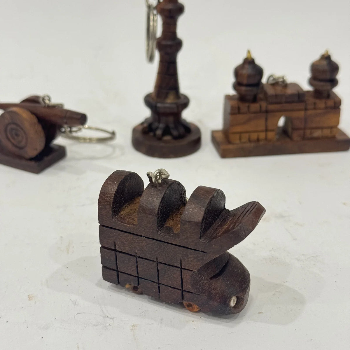 Wooden keychain in solid wood, handmade by Craft Edges, view 6 of 11
