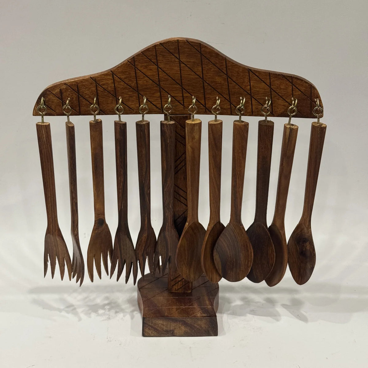 Wooden spoon set with a small stand, handmade by Craft Edges, view 1 of 3
