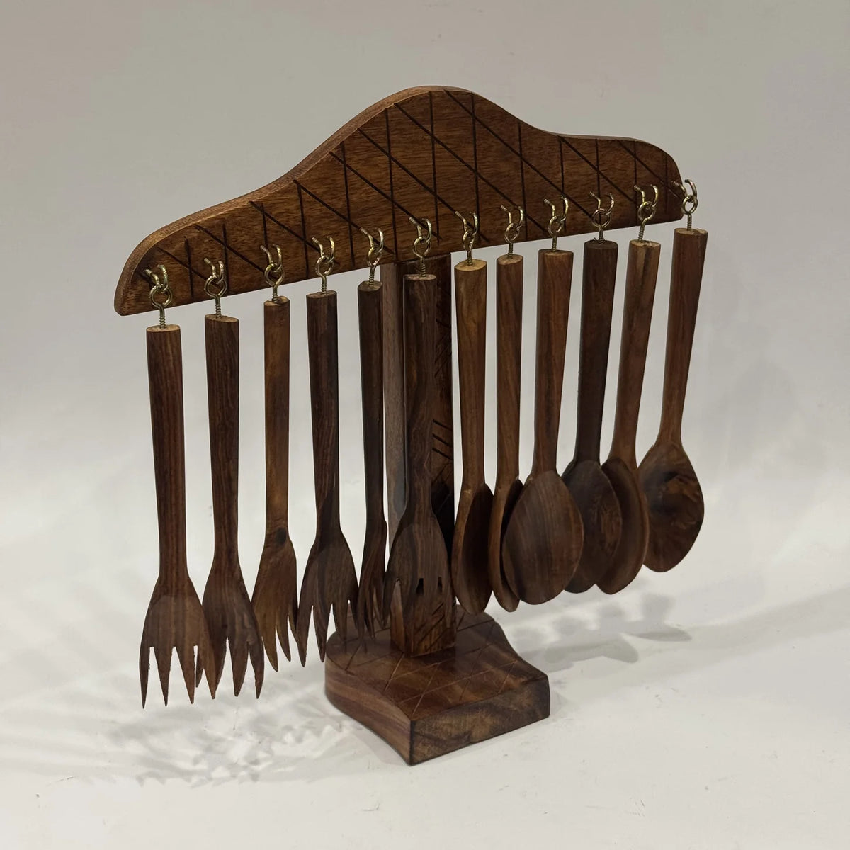 Wooden spoon set with a small stand, handmade by Craft Edges, view 3 of 3